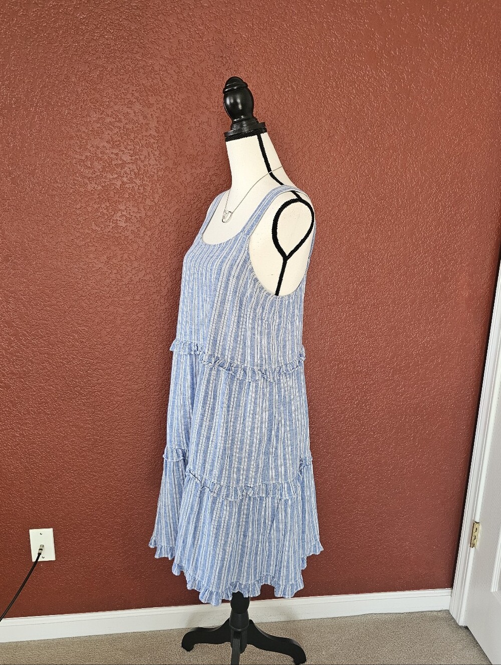 Blue Striped Tiered Sundress - Lightweight Summer Dress - Picture 3 of 8